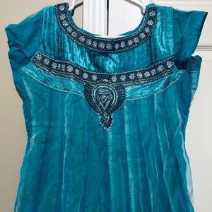 Net panjabi churidar with odhani and pent.